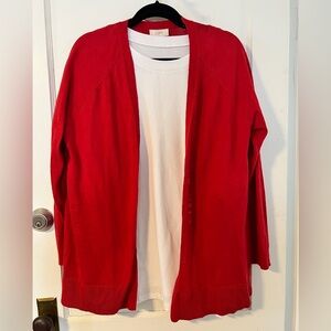 NWT LOFT Open-Front Red Cardigan